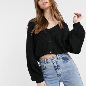 NA-KD Organic Cotton Volume Sleeve Cardigan